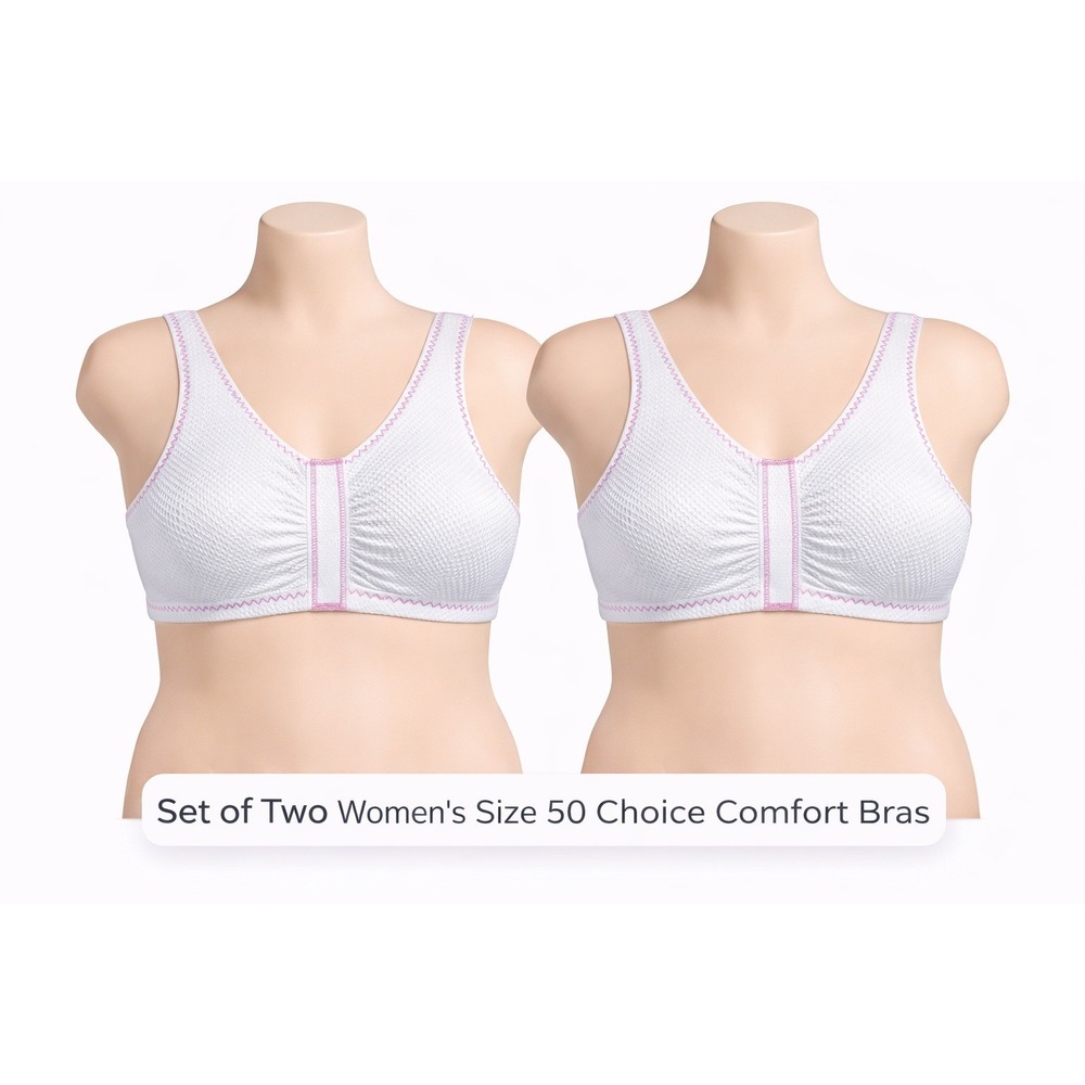 Dream Products Doctors Choice Comfort Bra Set of 2 White Pink Size 50 37087‎ NWT